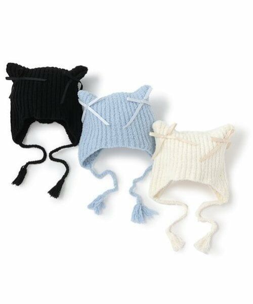 petit main / プティマイン ニットキャップ | 猫耳リボンニットキャップ | 詳細14