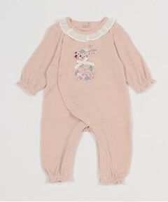 petit main / プティマイン ロンパース | 【弱酸性】花柄アップリケカバーオール