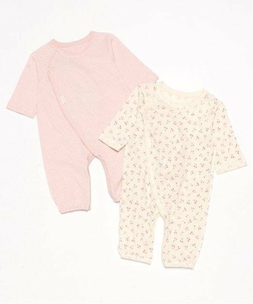 petit main / プティマイン ロンパース | 【オーガニック】2WAYオール2P（ライト ピンク）