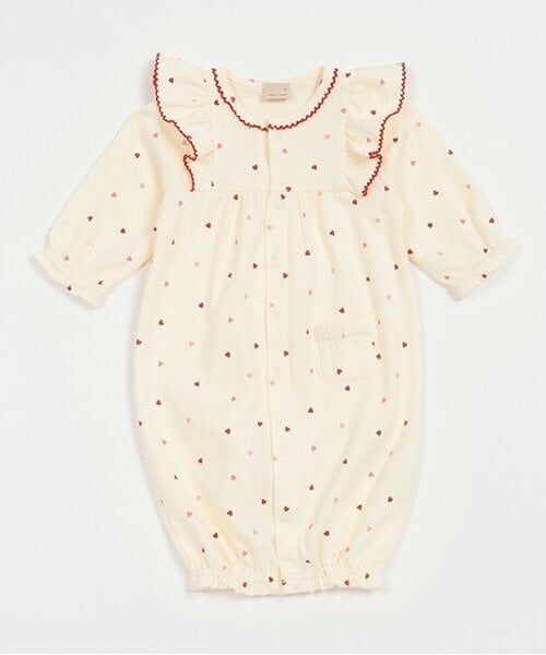 petit main / プティマイン ロンパース | 【オーガニック】肩フリル2WAYオール（赤）