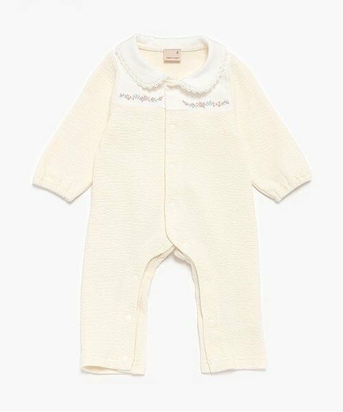 petit main / プティマイン ロンパース | 【弱酸性】胸刺しゅうカバーオール（パール）