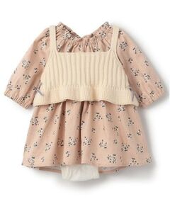 petit main / プティマイン ロンパース | 【リンク】花柄ワンピースビスチェセット(ベビー)