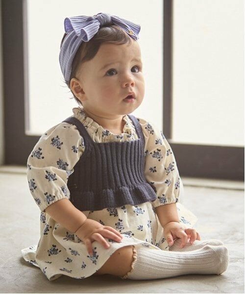 petit main / プティマイン ロンパース | 【リンク】花柄ワンピースビスチェセット(ベビー) | 詳細1