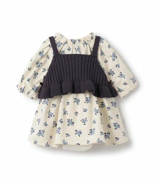 petit main / プティマイン ロンパース | 【リンク】花柄ワンピースビスチェセット(ベビー) | 詳細4