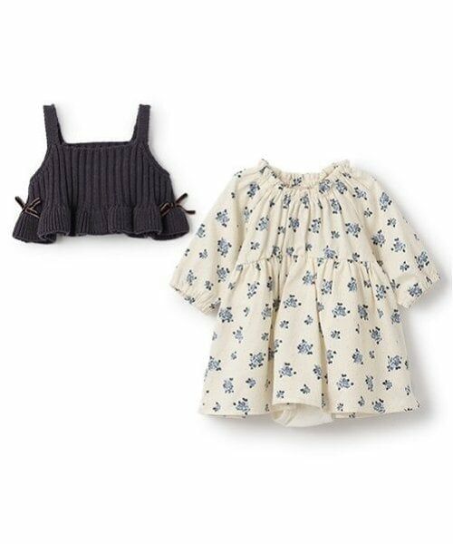 petit main / プティマイン ロンパース | 【リンク】花柄ワンピースビスチェセット(ベビー) | 詳細5