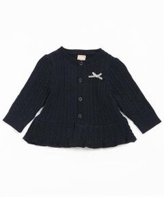 ケーブルペプラムカーディガン