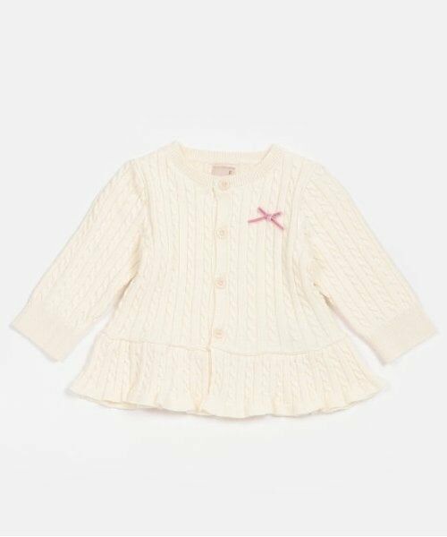 petit main / プティマイン ベビー・キッズウエア | ケーブルペプラムカーディガン（アイボリー）