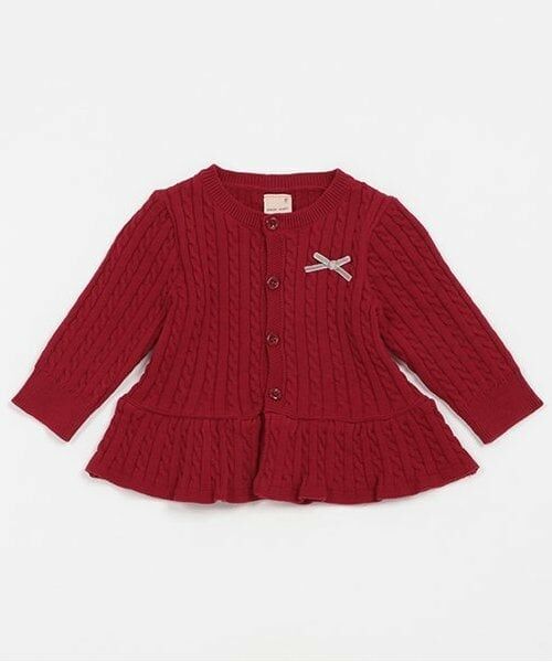 petit main / プティマイン ベビー・キッズウエア | ケーブルペプラムカーディガン（赤）