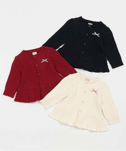 petit main / プティマイン ベビー・キッズウエア | ケーブルペプラムカーディガン | 詳細6