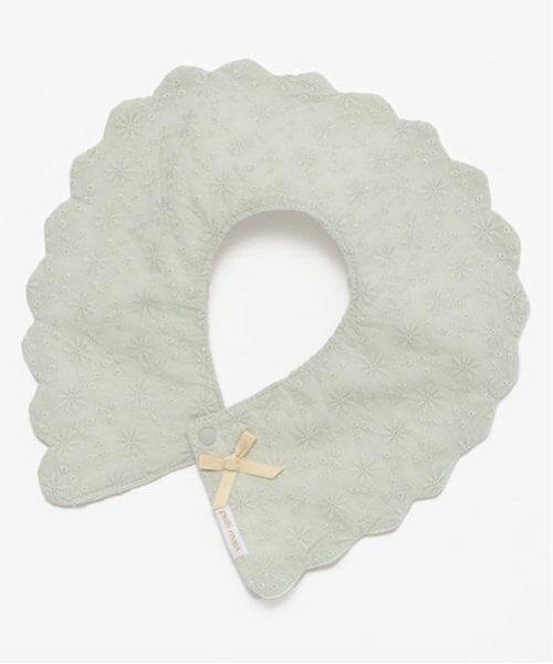 petit main / プティマイン スタイ・ビブ | 【防水】スカラップリボンスタイ（ライト グリーン）