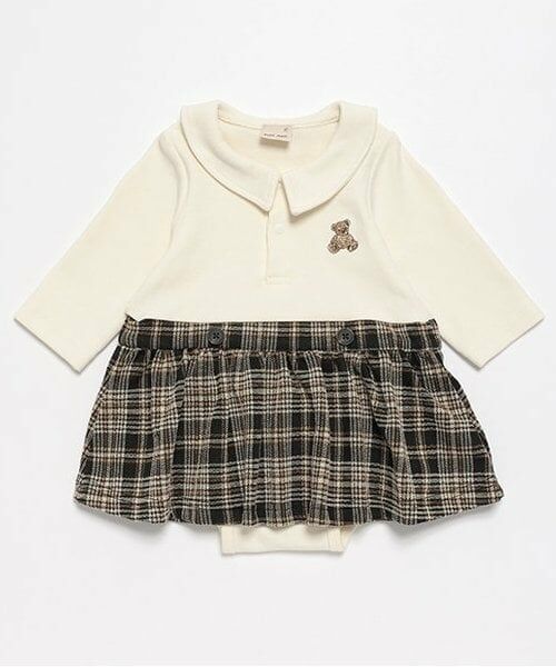 petit main / プティマイン ロンパース | 襟付スカート付きロンパース（アイボリー）