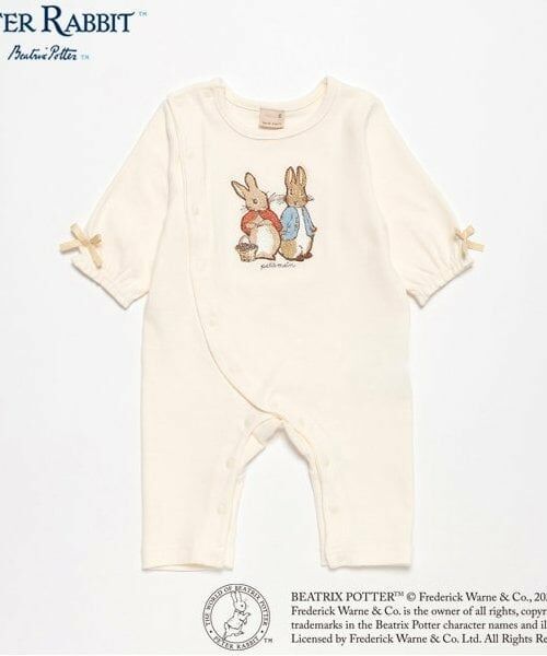 petit main / プティマイン ロンパース | 【ピーターラビット】刺しゅうカバーオール（アイボリー）
