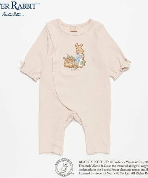 petit main / プティマイン ロンパース | 【ピーターラビット】刺しゅうカバーオール（ライト ピンク）