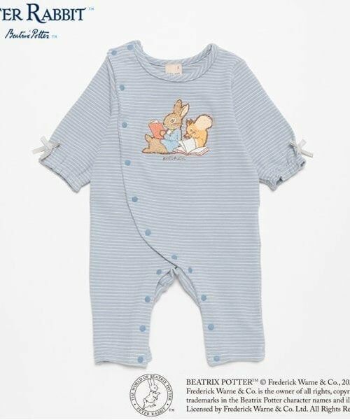 petit main / プティマイン ロンパース | 【ピーターラビット】刺しゅうカバーオール（ライト ブルー）