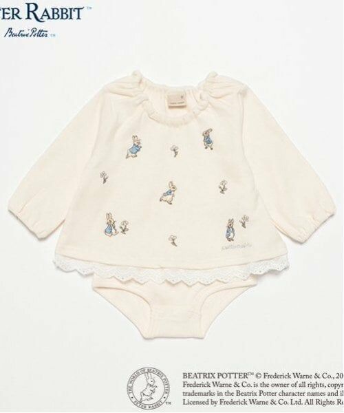 petit main / プティマイン ロンパース | 【ピーターラビット】刺しゅうチュニックロンパース（アイボリー）