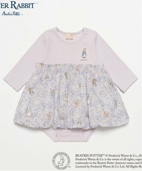 petit main / プティマイン ロンパース | 【ピーターラビット】花柄切替ロンパース（ラベンダー）