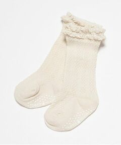 petit main / プティマイン ベビー・キッズウエア | フロート綿レースハイソックス