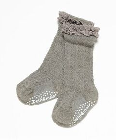 petit main / プティマイン ベビー・キッズウエア | フロート綿レースハイソックス