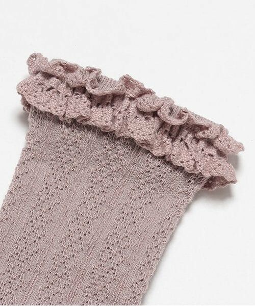 petit main / プティマイン ベビー・キッズウエア | フロート綿レースハイソックス | 詳細1
