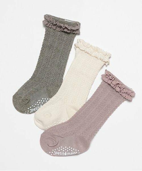 petit main / プティマイン ベビー・キッズウエア | フロート綿レースハイソックス | 詳細6