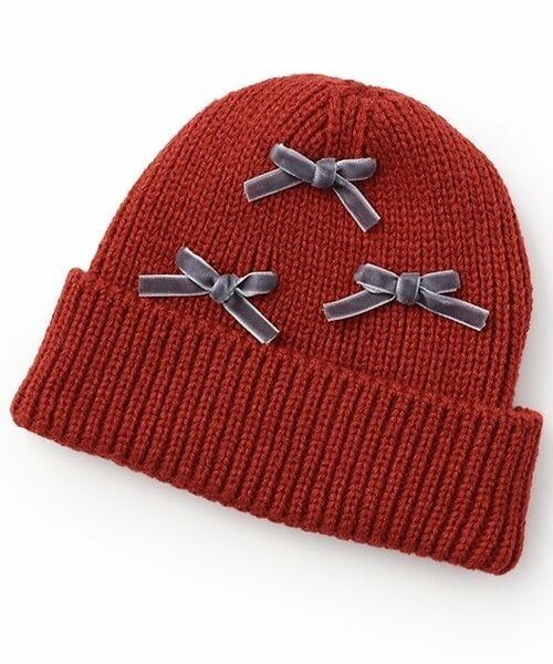 petit main / プティマイン ベビー・キッズグッズ | リボンニット帽（赤）