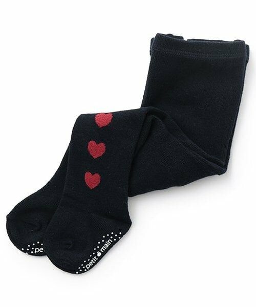 petit main / プティマイン ベビー・キッズウエア | ハートタイツ（紺）