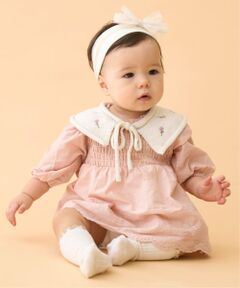 petit main / プティマイン ロンパース | 【リンク】ニット衿つきワンピロンパース