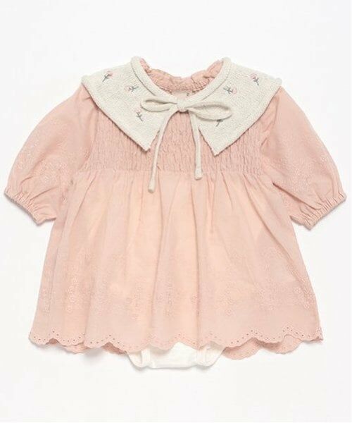 petit main / プティマイン ロンパース | 【リンク】ニット衿つきワンピロンパース | 詳細3