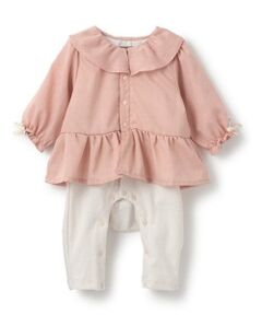 petit main / プティマイン ロンパース | フリル衿チュニックカバーオール