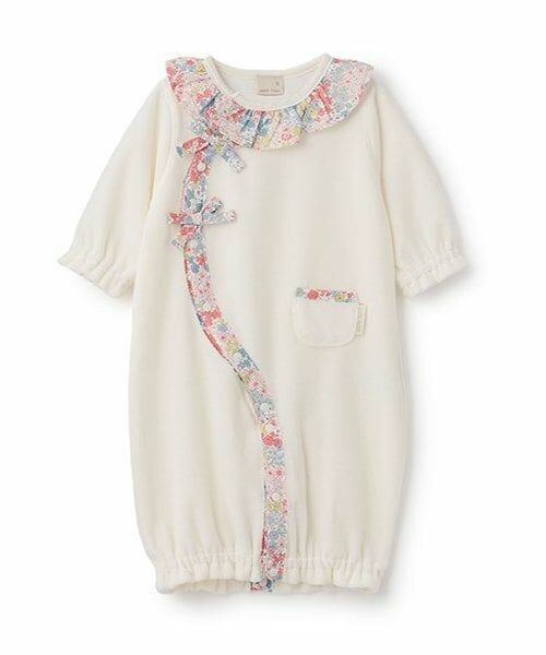 petit main / プティマイン ロンパース | 花柄衿フリル2WAYオール（アイボリー）