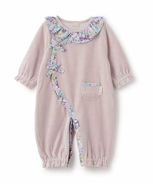 petit main / プティマイン ロンパース | 花柄衿フリル2WAYオール | 詳細2