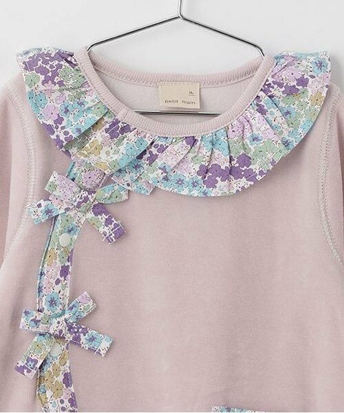 petit main / プティマイン ロンパース | 花柄衿フリル2WAYオール | 詳細3