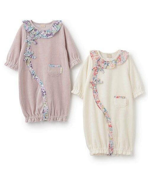 petit main / プティマイン ロンパース | 花柄衿フリル2WAYオール | 詳細9