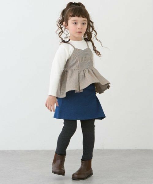 petit main / プティマイン ショート・ハーフ・半端丈パンツ | 【リンク】ハート釦レギつきスカート(キッズ)（ブルー）