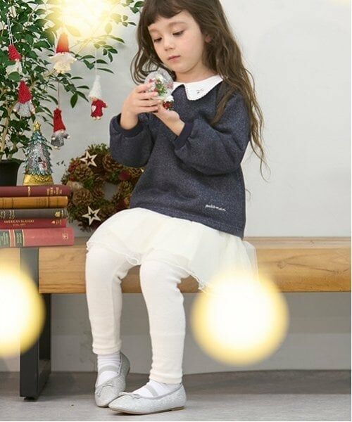 petit main / プティマイン ショート・ハーフ・半端丈パンツ | レギンスつきチュールスカート（アイボリー）