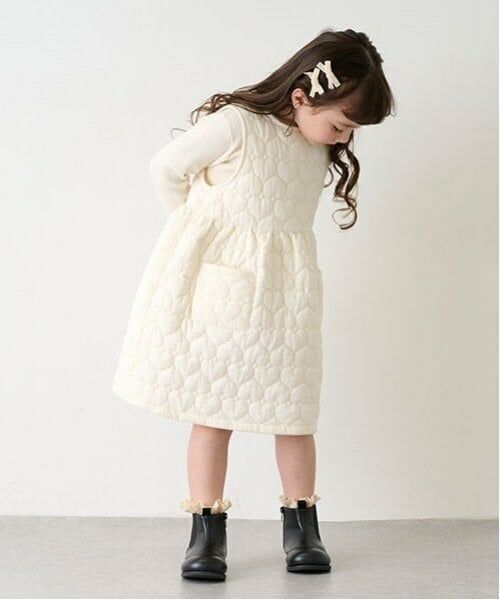 petit main / プティマイン ミニ丈・ひざ丈ワンピース | 【リンク】ハートキルティングジャンスカ(キッズ) | 詳細1