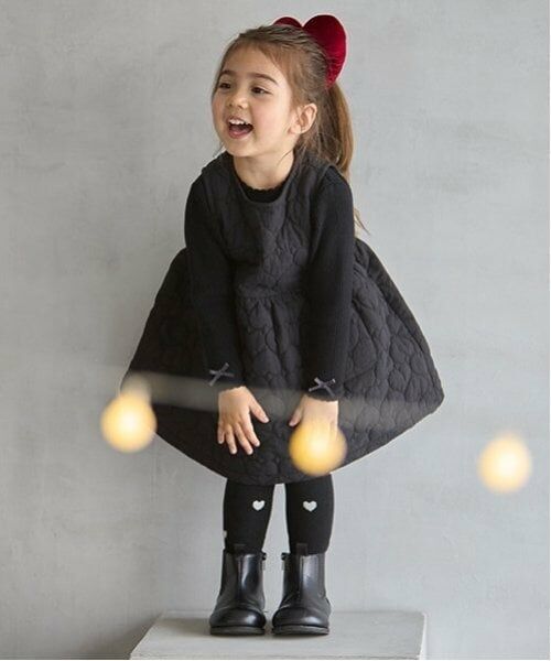 petit main / プティマイン ミニ丈・ひざ丈ワンピース | 【リンク】ハートキルティングジャンスカ(キッズ) | 詳細4