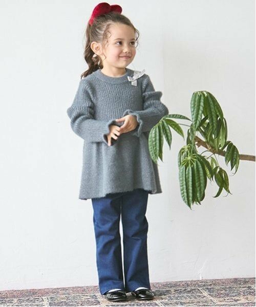 petit main / プティマイン その他パンツ | 裏起毛カットデニムフレアパンツ | 詳細3