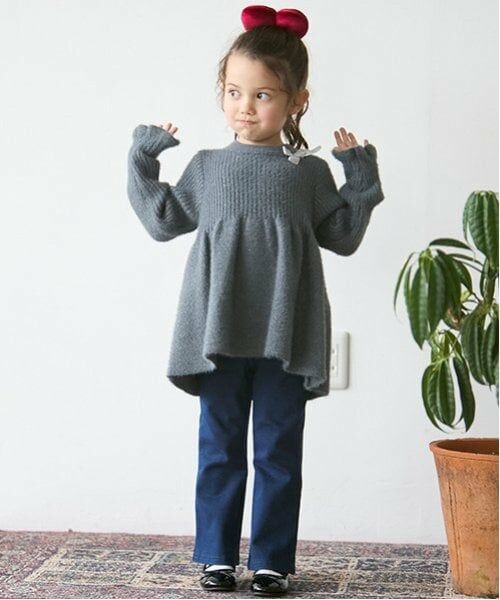 petit main / プティマイン その他パンツ | 裏起毛カットデニムフレアパンツ | 詳細4