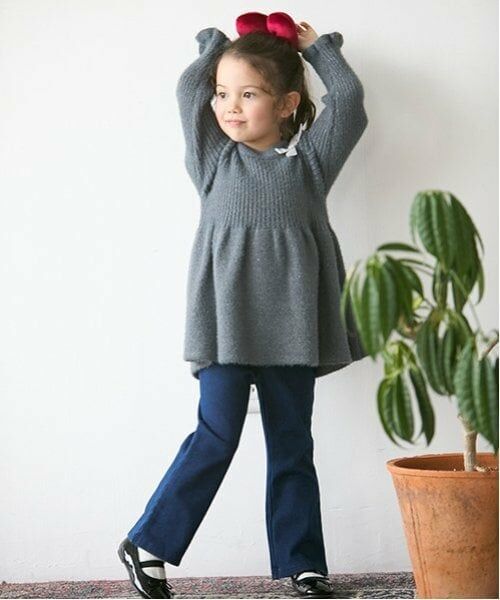 petit main / プティマイン その他パンツ | 裏起毛カットデニムフレアパンツ | 詳細5