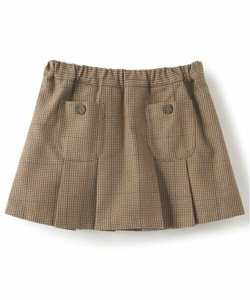 petit main / プティマイン ショート・ハーフ・半端丈パンツ | 【リンク】チェックプリーツスカパン(キッズ)（茶）