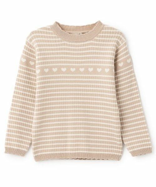 petit main / プティマイン ニット・セーター | 【フワもちっと】ハートリブニット(薄ベージュ)