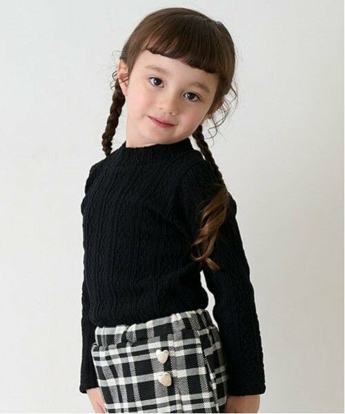 petit main / プティマイン Tシャツ | 【シアバター】ジャガードハイネック長T | 詳細1