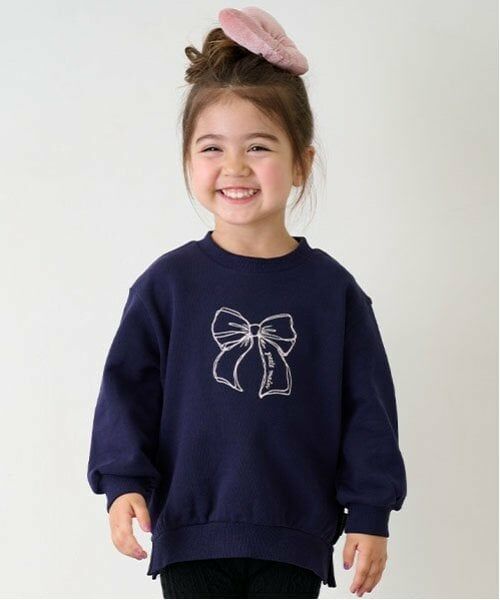 petit main / プティマイン スウェット | 【プティプラ】girlsトレーナー(キッズサイズ)（ディープ ブルー）