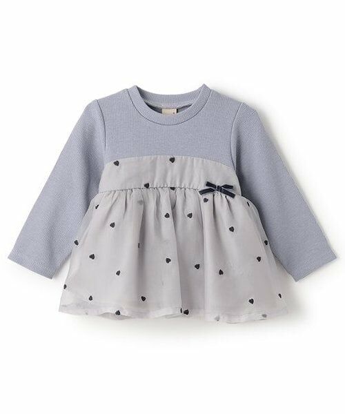 petit main / プティマイン その他トップス | 【リンク】ハート刺しゅうチュニック(キッズ)（ブルー グレー）