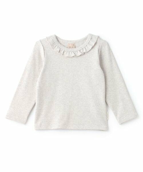 petit main / プティマイン Tシャツ | 【フワもちっと】吸湿発熱ちびフリル長T（グレー）