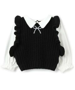 petit main / プティマイン ニット・セーター | 【リンク】パールリボン付ニットベスト(キッズ)