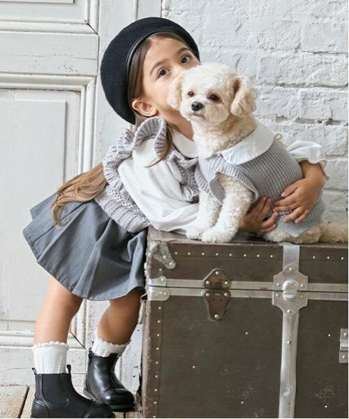 petit main / プティマイン ニット・セーター | 【リンク】パールリボン付ニットベスト(キッズ) | 詳細1