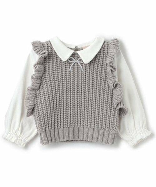 petit main / プティマイン ニット・セーター | 【リンク】パールリボン付ニットベスト(キッズ) | 詳細10