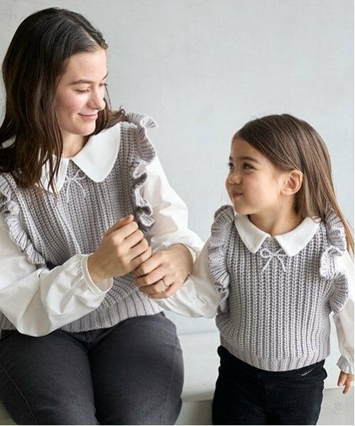 petit main / プティマイン ニット・セーター | 【リンク】パールリボン付ニットベスト(キッズ) | 詳細7